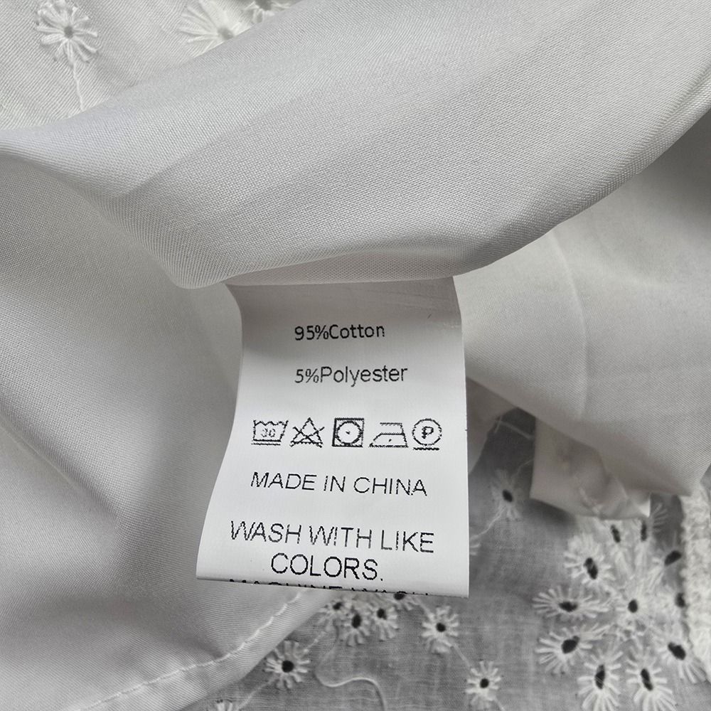 Womens White Cotton Floral Eyelet Halter Mini Dress XL Sleeveless A-Line Summer - Picture 7 of 11